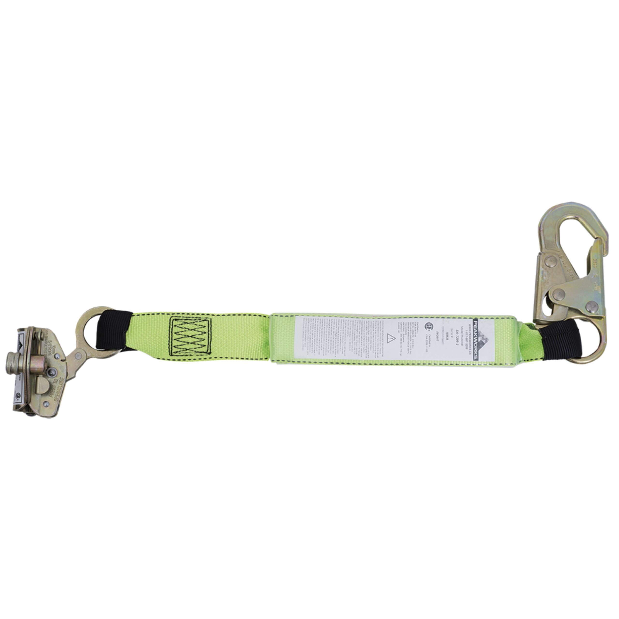 E6 Shock Absorbing Lanyard - SP - Single Leg - Snap & ADP Rope Grab | Peakworks