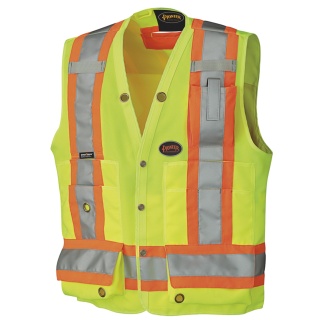 Pioneer V1010140L SURVEYOR'S SAFETY VEST, VI VIZ YELLOW/GREEN, LARGE