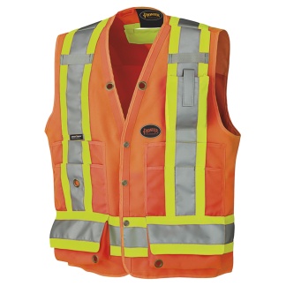 Pioneer V1010150S HI VIZ SURVEYOR'S SAFETY VEST, HV ORANGE, SMALL