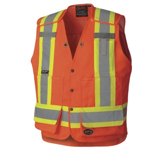 Pioneer V10108502XL Hi Viz Drop Shoulder Safety Surveyor's Vest.  Orange 2XL