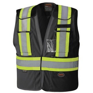 Pioneer V1021470SM Hi Viz Drop Shoulder Safety Tear Away Vest.  Black.  Size S M