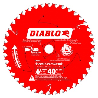 Diablo D0641A 6-1/2 in. x 40 Tooth Finish Trim Saw Blade