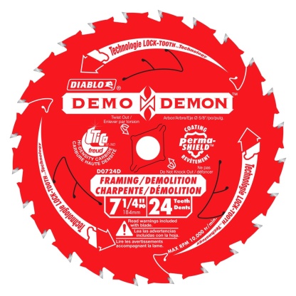 Diablo D0724DA 7-1/4 in. 24-Tooth Demo Demon&trade; Framing/Demolition Saw Blade