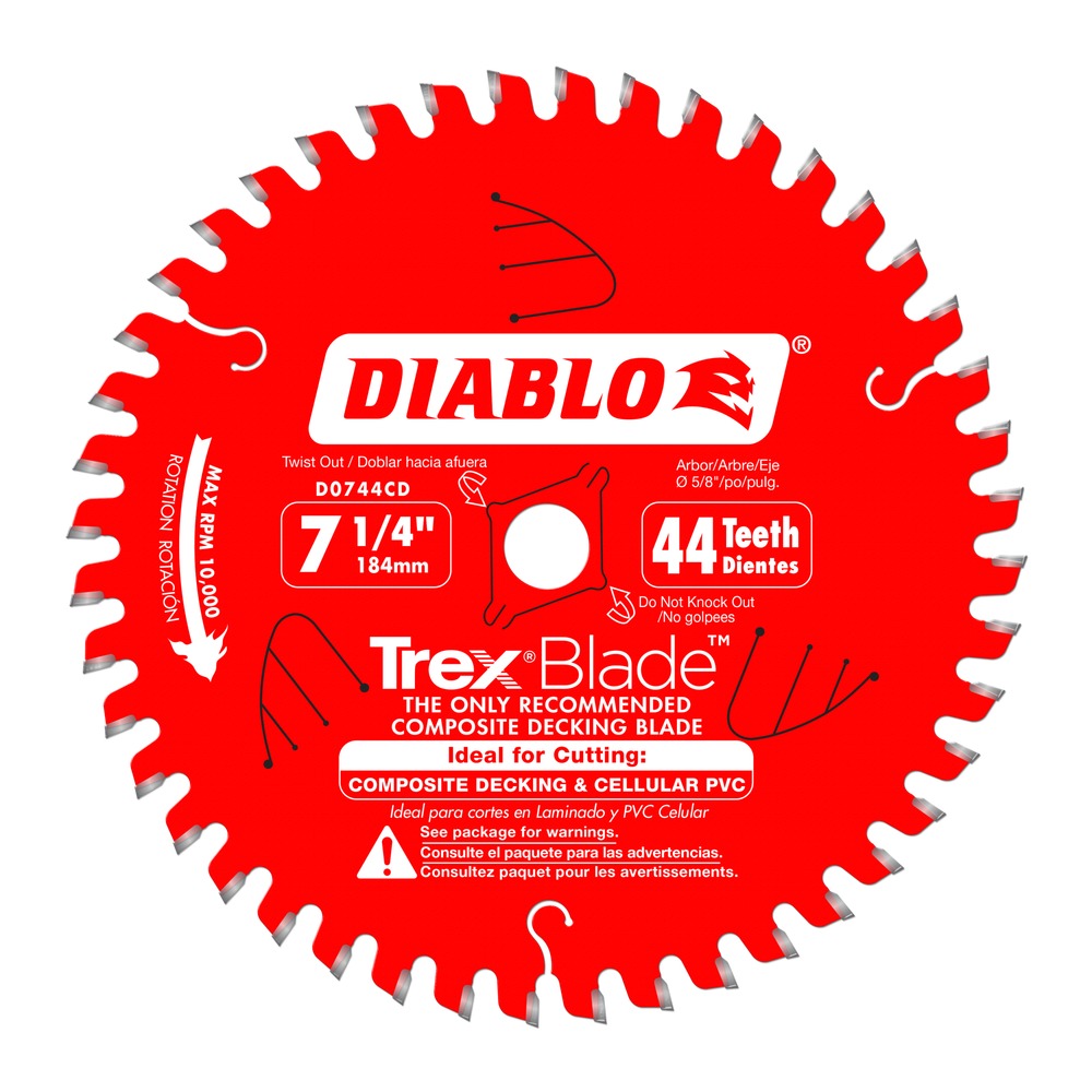 Diablo D0744CDC 7-1/4 in. x 44 Tooth Composite Material/Plastics TrexBlade  Adam's Tarp  Tool Ltd