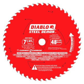 Diablo D0748CFX 7-1/4 in. x 48 Tooth Steel Demon Cermet II Saw Blade for Metals and Stainless Steel