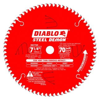 Diablo D0770F 7-1/4 in. x 70 Tooth Steel Demon Carbide-Tipped Saw Blade for Metal