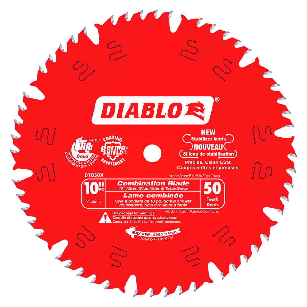 Diablo D1050X 10 in. x 50 Tooth Combination Saw Blade Adam's Tarp  Tool  Ltd