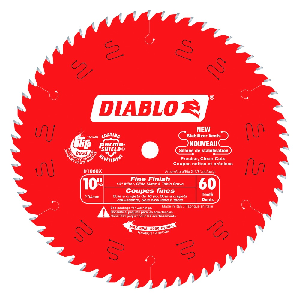Diablo D1060X 10 in. x 60 Tooth Fine Finish Saw Blade Adam's Tarp  Tool  Ltd