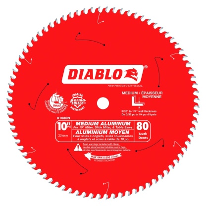 Diablo D1080N 10 in. x 80 Tooth Medium Aluminum Saw Blade