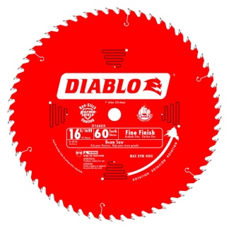 Diablo D1660X 16-5/16 in. x 60 Tooth Fine Finish Beam Saw Blade