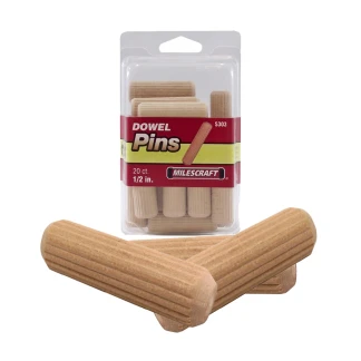 Milescraft 5303 20pc 1/2″ Fluted Dowel Pins, Strong Secure Joints