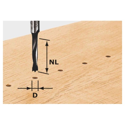 Festool 491066 Dowel Drill Bit HW S8 D5/30 Z for OF 900, OF 1000, OF 1010, OF 1010 R, OF 1400