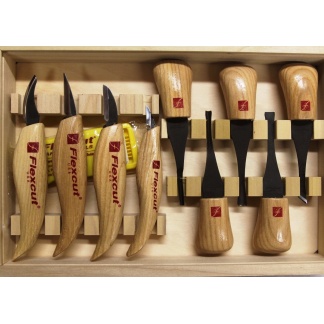 Flexcut KN700 9pc Deluxe Wood Carving Palm & Knife Set