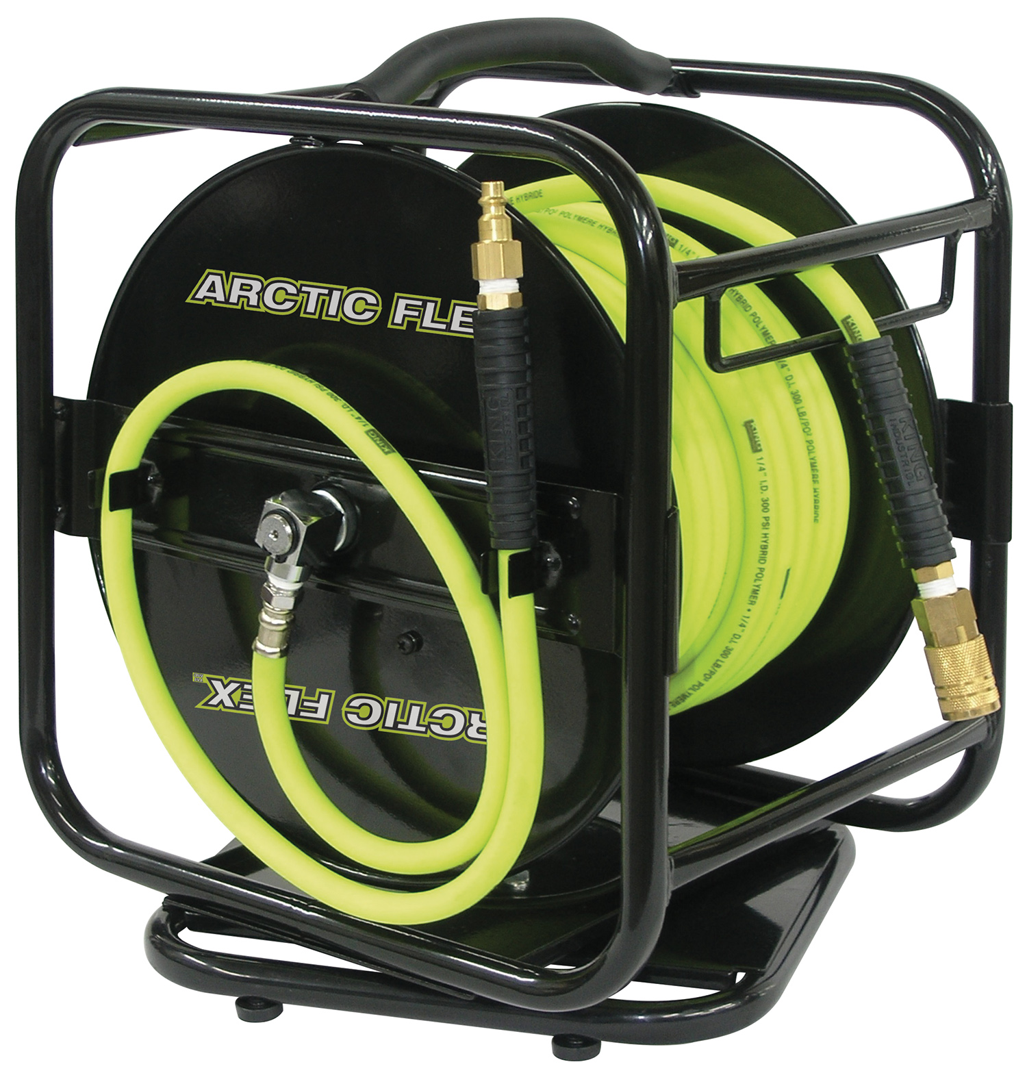 KING INDUSTRIAL K-10014FRL 100 ft x 1/4″ Manual air hose reel with hybrid  polymer air hose