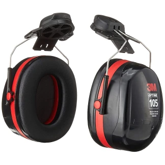 3M H10P3E Peltor Optime 105 27dB Earmuffs Red / Black, Hard Hat Attached