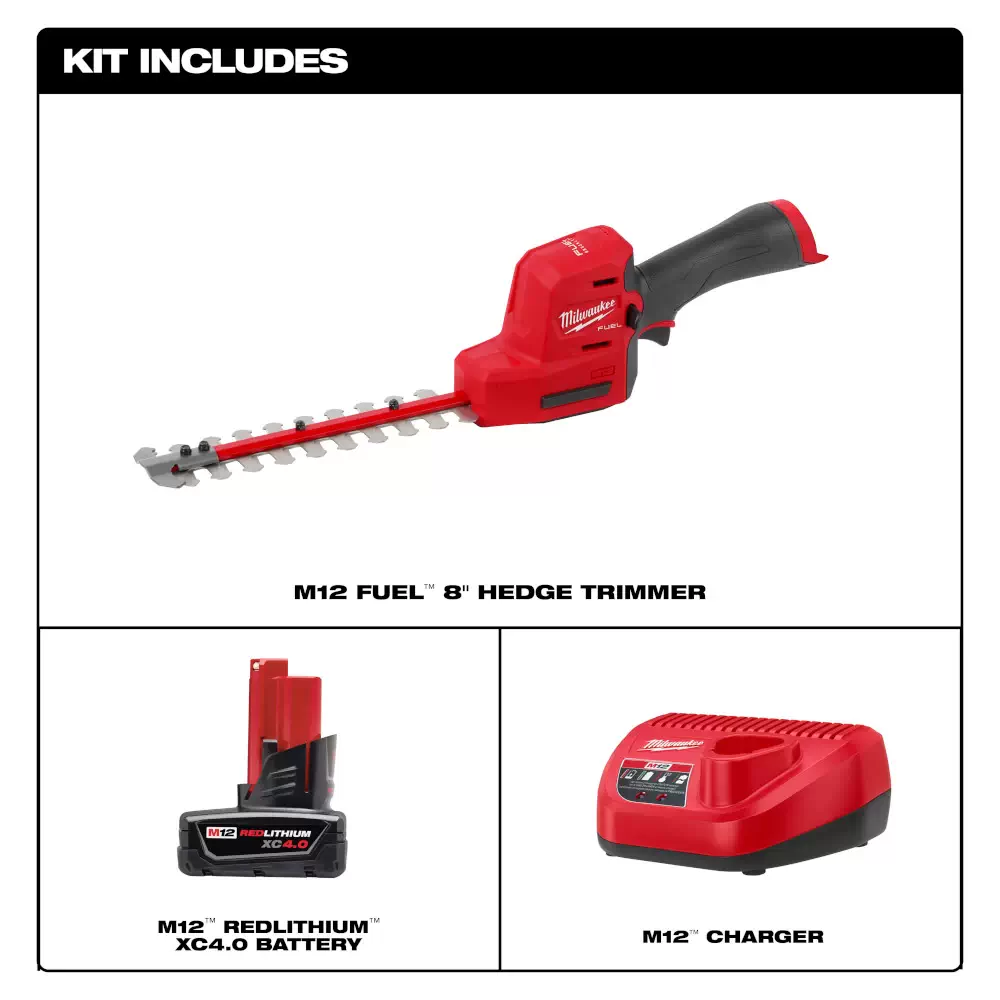 Milwaukee 2533 21 M12 FUEL 8 Hedge Trimmer Kit 1 4.0AH