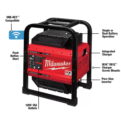 Milwaukee MXF002-2XC MX FUEL Lithium-Ion Cordless CARRY-ON 3600W/1800W Power Supply Features