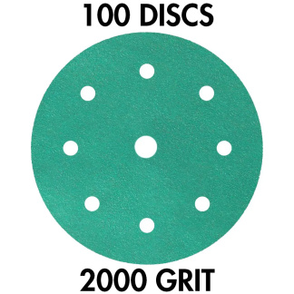 Klingspor 360493 FP 77 K T-ACT GLS1 6" H&L 8-Hole With 17mm Center Hole 2000 Grit Sanding Discs, 100PK