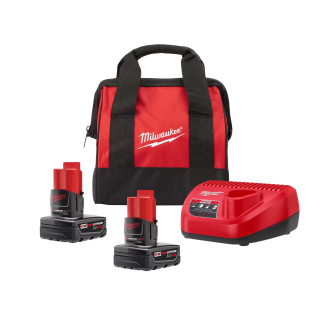 Milwaukee 48-59-2442SPC M12 Starter Kit, 2ea XC 4AH Batteries & Charger