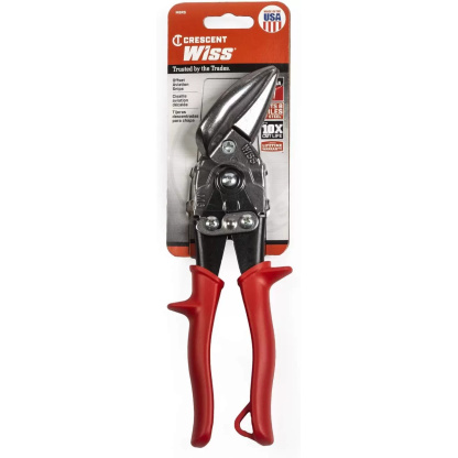 Crescent Wiss 9-1/4" Metalmaster Offset Straight and Left Cut Aviation Snip M6R, Red