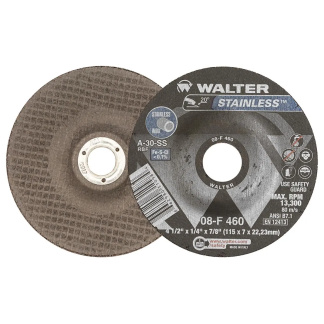Walter Surface Technologies 08F460 Grinding Wheel  4-1/2&quot; X 1/4&quot; X 7/8&quot;  A30SS