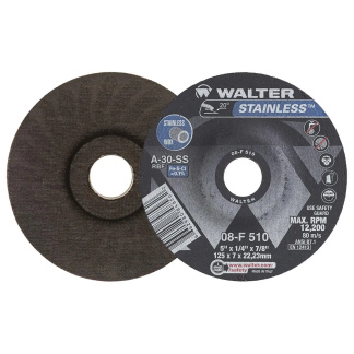Walter Surface Technologies 08F510 Grinding Wheel  5&quot; X  1/4&quot; X 7/8&quot;  A30SS