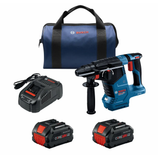BOSCH GBH18V-24CK24 18V Brushless Connected SDS-plus® Bulldog™ 1 In. Rotary Hammer with (2) CORE18V PROFACTOR™ Performance Batteries