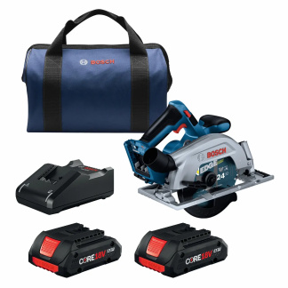 BOSCH GKS18V-22B25 18V Brushless Blade-Right 6-1/2 In. Circular Saw Kit with (2) CORE18V 4.0 Ah Compact Batteries