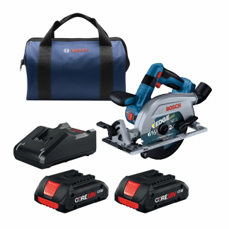 BOSCH GKS18V-22LB25 18V Brushless Blade-Left 6-1/2 In. Circular Saw Kit with (2) CORE18V 4.0 Ah Compact Batteries