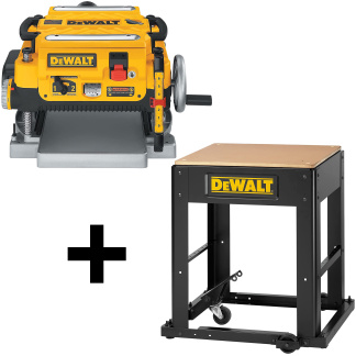 DEWALT DW735S 13" Portable Thickness Planer + Heavy Duty Stand with Integrated Mobile Base