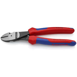 KNIPEX 74 22 200 SBA 8" High Leverage 12° Angled Diagonal Cutters