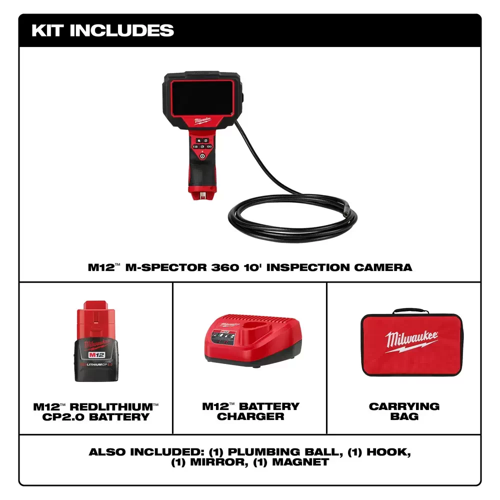 Milwaukee 2324-21 M12 M-Spector 360 10 ft Inspection Camera