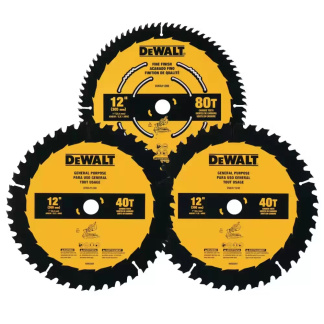 Dewalt DWA112CMB3 12" Construction Circular Saw Blades, 3pc Combo Pack