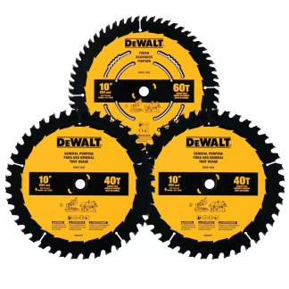 Dewalt DWA110CMB3 10″ Construction Circular Saw Blades, 3pc Combo Pack