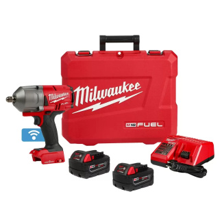 Milwaukee 2862-22R M18 FUEL  18 Volt Lithium-Ion Brushless Cordless 1/2 in. High Torque Impact Wrench Pin Detent Kit with 5.0 AH Resistant Batteries