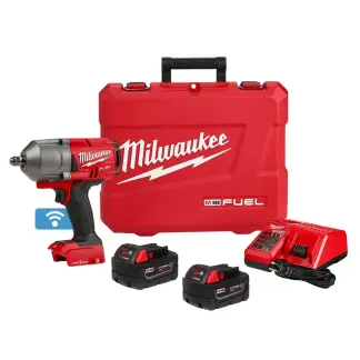 Milwaukee 2862-22R M18 FUEL  18 Volt Lithium-Ion Brushless Cordless 1/2 in. High Torque Impact Wrench Pin Detent Kit with 5.0 AH Resistant Batteries