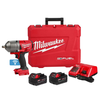 Milwaukee 2863-22R M18 FUEL 18 Volt Lithium-Ion Brushless Cordless 1/2 in. High Torque Impact Wrench Friction Ring Kit with 5.0 AH Resistant Batteries