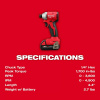Specifications for the Impact Driver in the Milwaukee 3692-22CT M18 Compact Brushless 2-Tool Combo Kit
