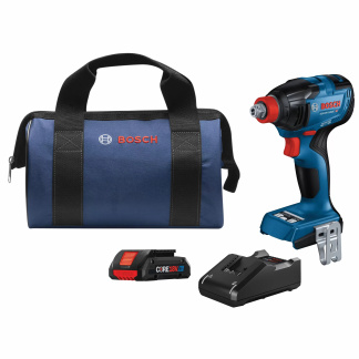BOSCH GDX18V-1860CB15 18V Cordless Connected-Ready Two-In-One 1/4" and 1/2" Bit/Socket Impact Driver/Wrench Kit, (1) 4Ah Battery