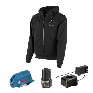 BOSCH GHH12V-20SN12 12V Max Heated Hoodie Kit with Portable Power Adapter - Size Small