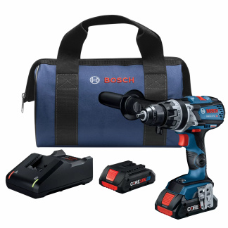 BOSCH GSB18V-975CB25 18V Brushless Connected-Ready 1/2" Hammer Drill/Driver Kit with (2) CORE18V 4 Ah Advanced Power Batteries