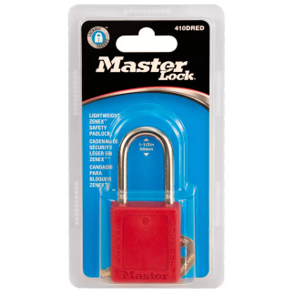 Master Lock 410DRED Red Zenex Thermoplastic Safety Padlock, 1-1/2in (38mm) Wide 1-1/2in (38mm) Tall Shackle