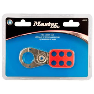 Master Lock 420D Steel Lockout Hasp in Carded Packaging, 1in (25mm) Jaw Clearance