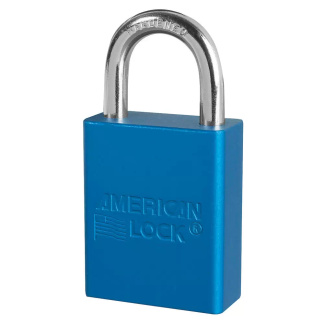 American Lock A1105BLU Blue Anodized Aluminum Safety Padlock, 1-1/2″ (38mm) Wide with 1″ (25mm) Tall Shackle