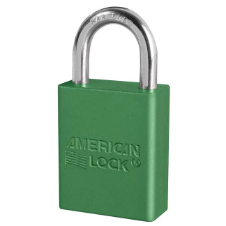 American Lock A1105GRN Green Anodized Aluminum Safety Padlock, 1-1/2″ (38mm) Wide with 1″ (25mm) Tall Shackle