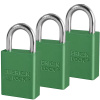 American Lock A1105KAS3GRN Green Anodized Aluminum Safety Padlock, 1-1/2" (38mm) Wide with 1" (25mm) Tall Shackle, 3PK Keyed-Alike
