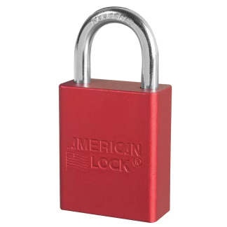 American Lock A1105RED Red Anodized Aluminum Safety Padlock, 1-1/2″ (38mm) Wide with 1″ (25mm) Tall Shackle