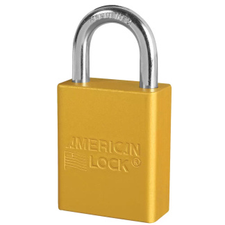 American Lock A1105YLW Yellow Anodized Aluminum Safety Padlock, 1-1/2″ (38mm) Wide with 1″ (25mm) Tall Shackle