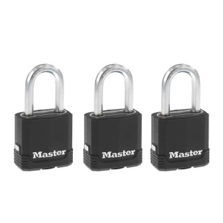 Master Lock M115BLCTRILFHC 1-7/8in (48mm) Wide Magnum Covered Laminated Steel Padlock with 1-1/2in (38mm) Shackle, 3PK