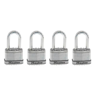 Master Lock M1BLCQLFHC 1-3/4in (44mm) Wide Magnum Laminated Steel Padlock with 1-1/2in (38mm) Shackle, 4PK